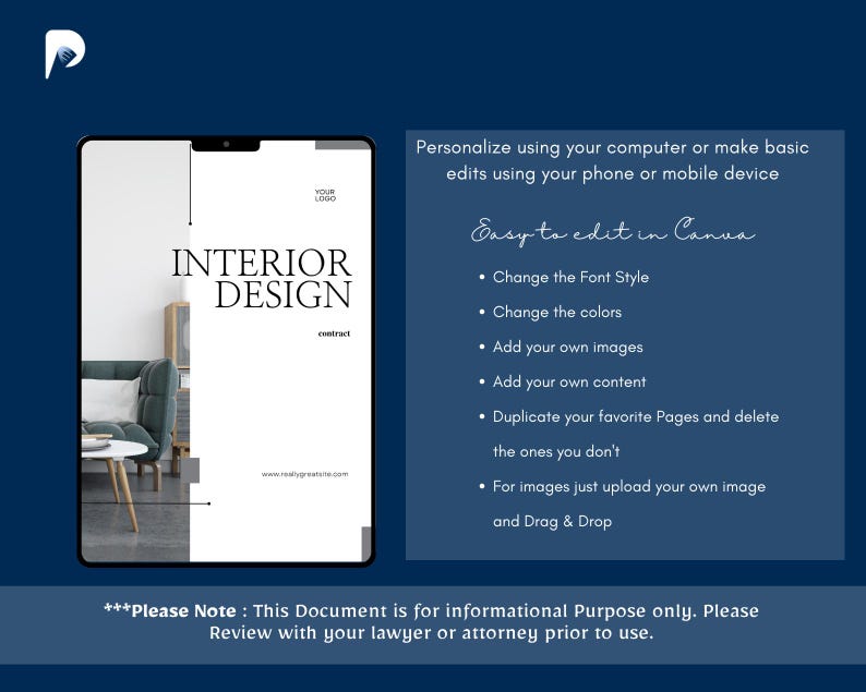 Interior Design Contract Template | Editable Canva Agreement With Scope ...