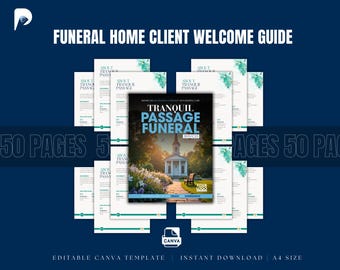 Funeral Home Client Welcome Guide | 50-Page Canva Template