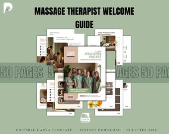 Massage Therapist Welcome Guide | Client Onboarding Packet, Policies, Forms (Canva Template)