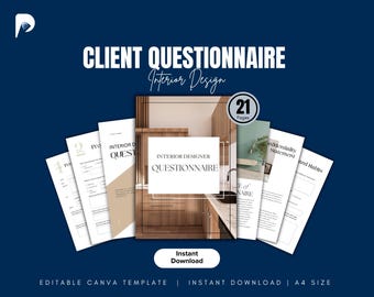 Interior Design Client Questionnaire Template | Editable Canva Intake Form (Digital Download)