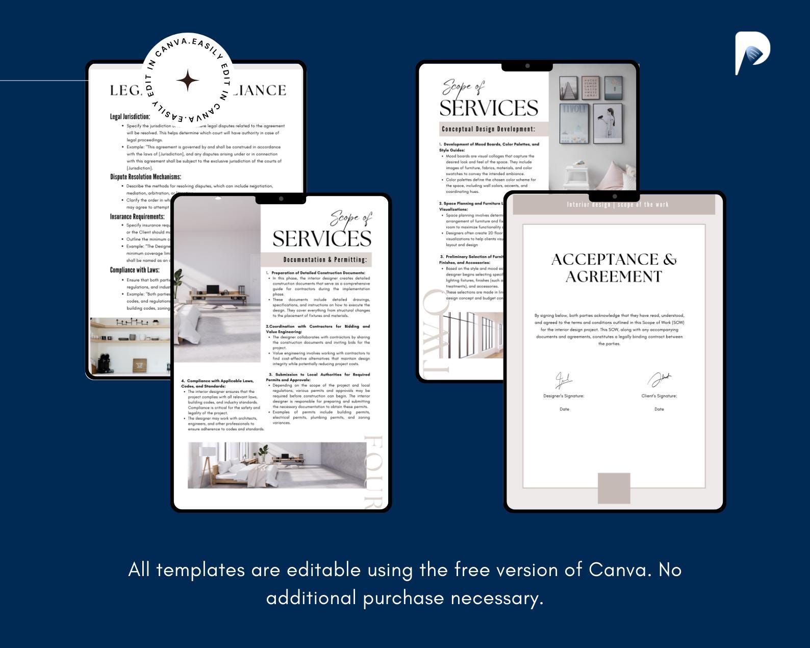 Interior Design Scope of Work Template | Client Contract (editable ...