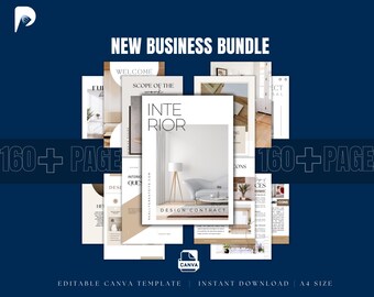 Interior Design Business Template Bundle | Editable Canva Kit