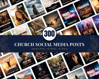 300 Church Canva Templates Bundle | Social Media, Bulletins, Programs (Instant Download)