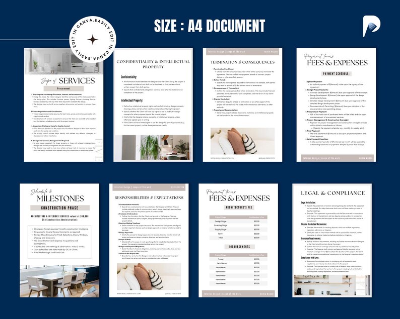 Interior Design Scope of Work Template | Client Contract (editable ...