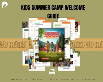 Kids Summer Camp Welcome Kit | Editable 50-Page Canva Template