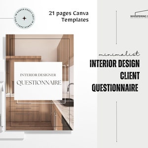 Interior Design Client Questionnaire Template - Fully Editable - Canva Template - Client Questionnaire - With FREE Digital Calendar