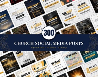 300 Church Canva Templates Bundle | Social Media, Bulletins, Programs (Instant Download)