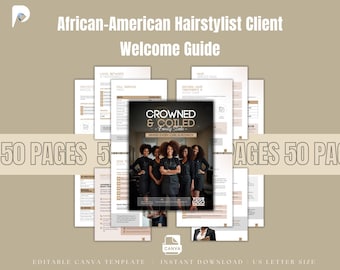 African American Hair Stylist Client Welcome Guide | Canva Salon Packet (Digital Download)
