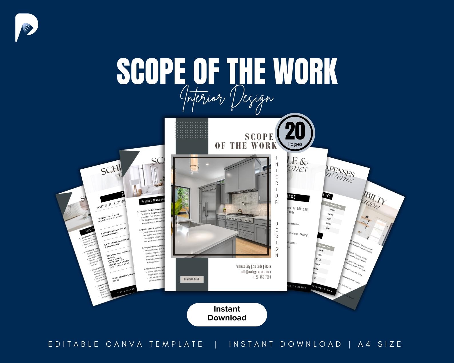 Interior Design Scope of Work Template | Canva Project Agreement ...