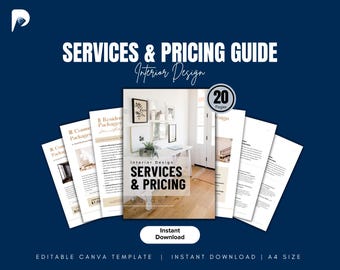 Interior Design Pricing Guide Template | Editable Canva Brochure (Digital Download)