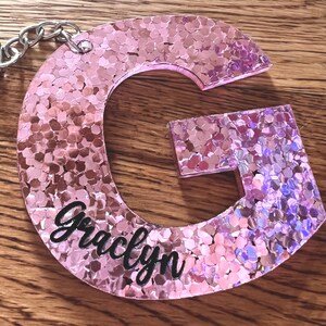 Personalized Keychain- First Name Letter with engraving, backpack tag