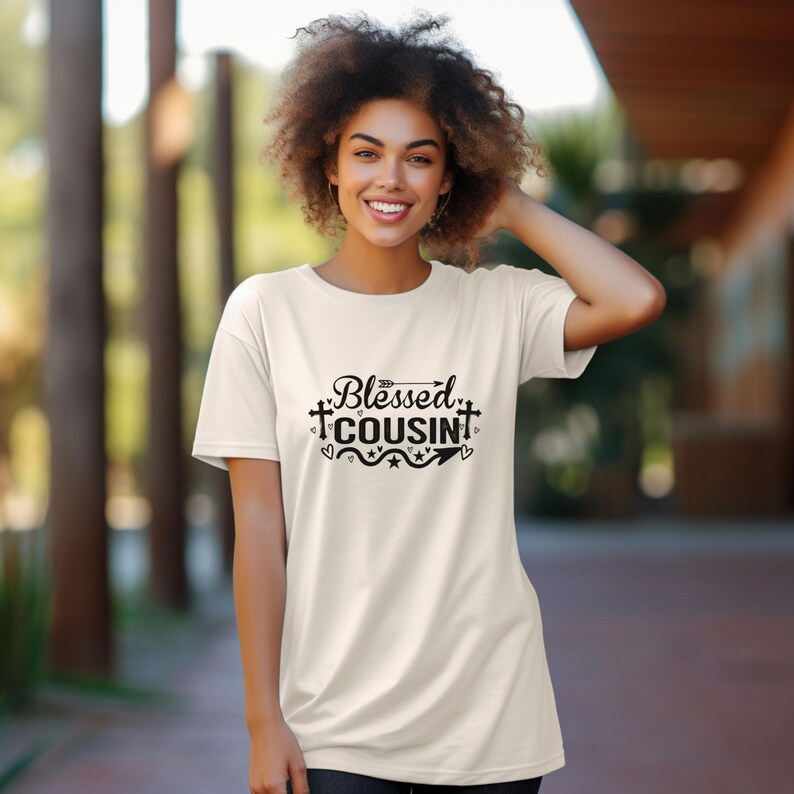 Blessed Cousin Christian Graphic Tee, Faith Family Shirt, Religious Gift for Women, Comfort Colors 1717 Shirt image 6