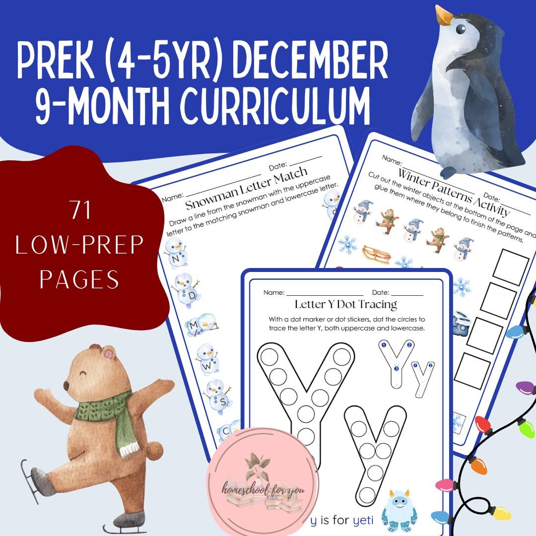 Preschool 4-5yr December Curriculum Workbook - 9 Month Digital ...
