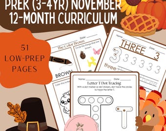 Förskola 3-4 år november digital läroplan arbetsbok - 12 månaders läroplan
