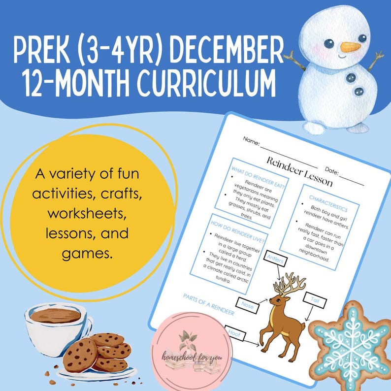 Preschool 3-4yr December Curriculum Workbook - 12 Month Curriculum - Etsy