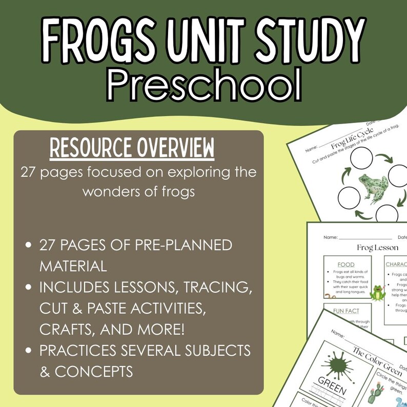 Frogs Preschool Unit Study | Frogs and Pond Life Nature Study - Etsy