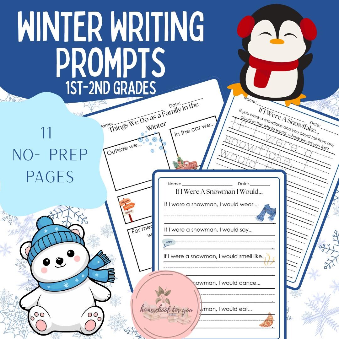 Winter Activities Grade R Winter Writing Prompts for 1st and 2nd Grades | Elementary Winter ...