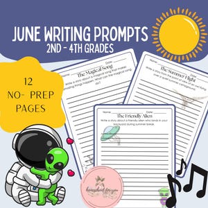 June Writing Prompts for 2nd-4th Grades - NO PREP Writing Worksheets