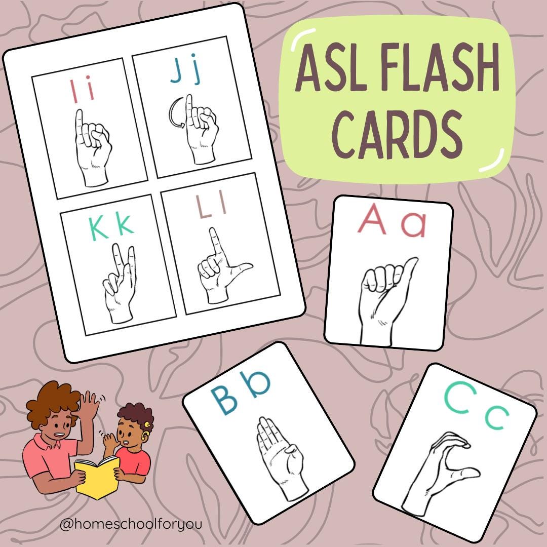 American Sign Language Alphabet Flash Cards - ASL Alphabet Flashcards ...