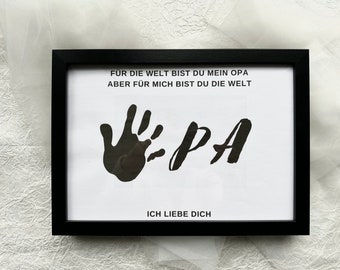 Gift, template, handprint, footprint, grandpa you are my world I love you, diy child, keepsake, crafts