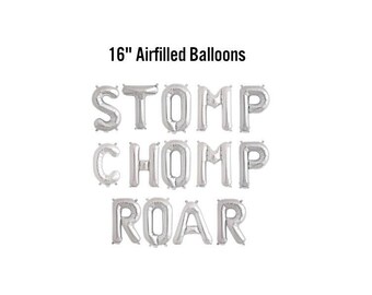 Dinosaur Theme Birthday Decor, Dino Decorations, Stomp Chomp Roar Banner, Wild Things Bday Party Supplies, , 16" Airfilled Balloon Sign
