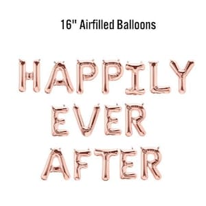 Happily Ever After Banner, 16" Airfilled Balloon Sign, Bridal Shower Decor, Sweetheart Table Decorations, Wedding Reception Supplies