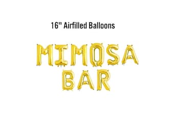Mimosa Bar Banner, 16" Airfilled Balloon Sign, Brunch Bridal Shower Decorations, Hen Party Hangover Decor, Bachelorette Brunch Supplies