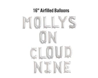 Banner personalizado "On Cloud Nine", letrero con globo de 40 cm, decoración para fiesta de cumpleaños, artículos para despedida de soltera, noveno cumpleaños, fondo "On Cloud Nine"