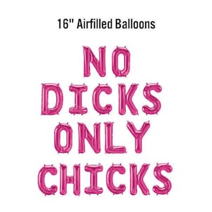 No Dicks Only Chicks Banner, 16" Airfilled Balloon Sign, Stagette Supplies, Bachelorette Decor, Bach Party, Ladies Night, LGBTQIA+ Bride