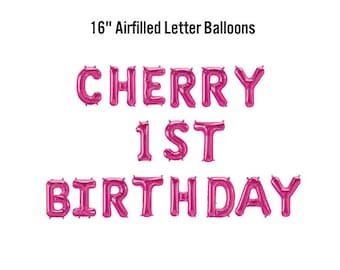 Cherry 1st Birthday Balloon Banner Sign, First Birthday Party Decorations, 1st Bday Supplies, Cherries Theme, Coquette, Cake Smash Supplies