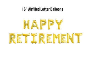 Happy Retirement, 16" Airfilled Balloon Sign, Office Farewell Party Supplies, Retirement Decorations, Goodbye Tension Hello Pension