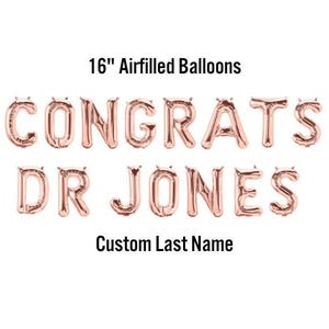 CUSTOM NAME Congrats Dr Balloon Banner, 16" Airfilled Balloon Sign, Future Doctor Party, Congrats Dr, Grad Party, Medical School Graduation