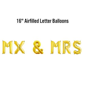 Pancarta personalizada "Mx & Mrs", letrero con globo de 40 cm, decoración para fiesta de compromiso, fondo con globos para boda no binaria, compromiso LGBTQIA+