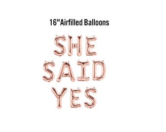 She Said Yes Balloon Banner, Bridal Shower Decor, Rose Gold Bachelorette Party Decorations, Gold, Silver, Wedding Shower Balloon Letters