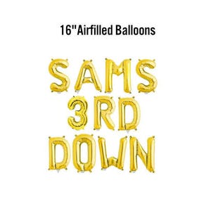CUSTOM NAME Third Down Birthday Balloon Banner, 16" Airfilled Balloon Sign, 3rd Down Football Party, Sports Themed Party Supplies