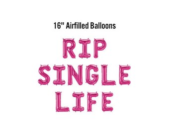 RIP Single Life Bachelorette Balloon Banner, 16" Airfilled Balloon Sign, Spooky Bride Bach, RIP Stagette, Halloween Engagement Party Decor
