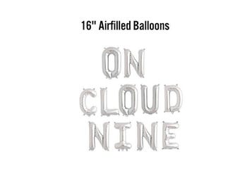 Pancarta "En la Nube Nueve", letrero con globo de 40 cm, artículos para despedida de soltera con temática feliz, decoración para fiesta de 9.º cumpleaños infantil, baby shower "En la Nube Nueve"