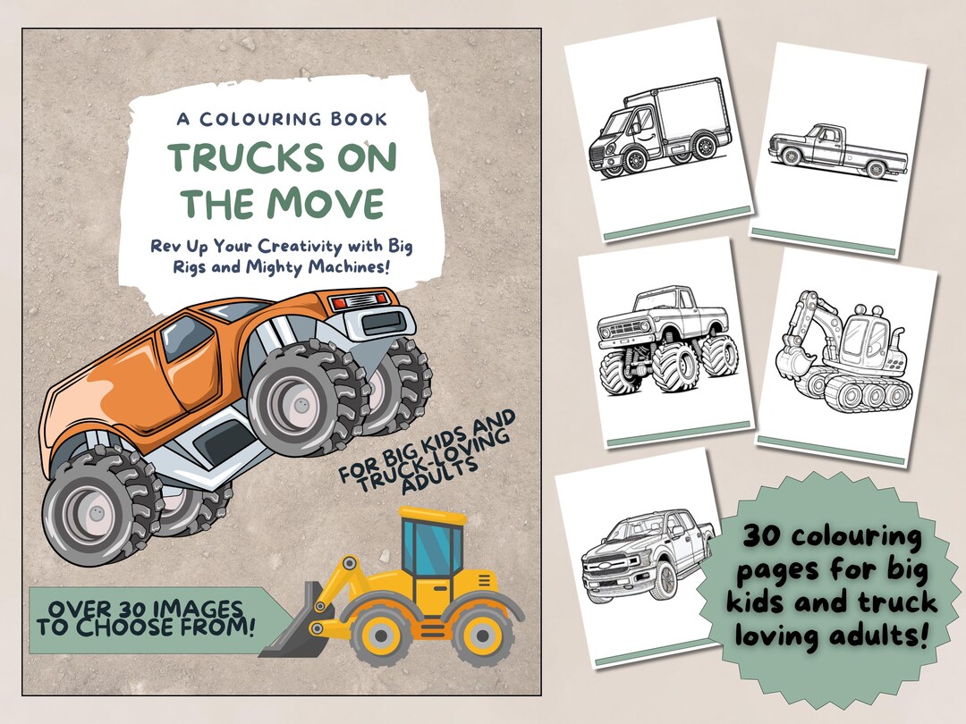 Trucks Coloring Book: Big Rigs & Mighty Machines (digital Download) - Etsy