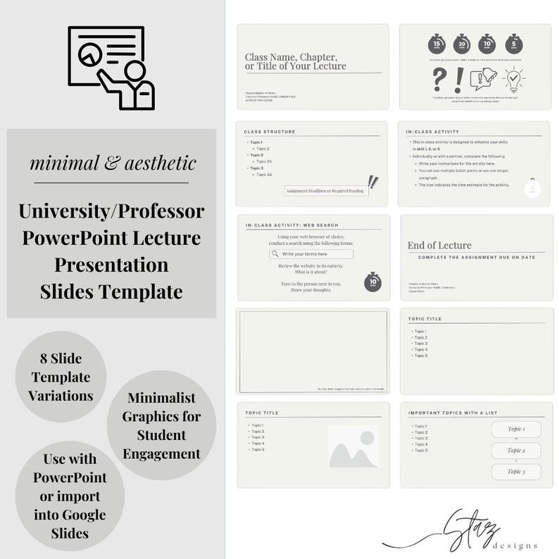 Lecture Notes Minimal Design Minimalist Lecture Powerpoint Template: University Professor Slides ...