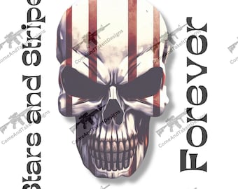 Stars And Stripes Skull PNG SVG, American Flag Sublimation Design, Patriotic Shirt Design, Distressed Skull Clipart, Digital Download