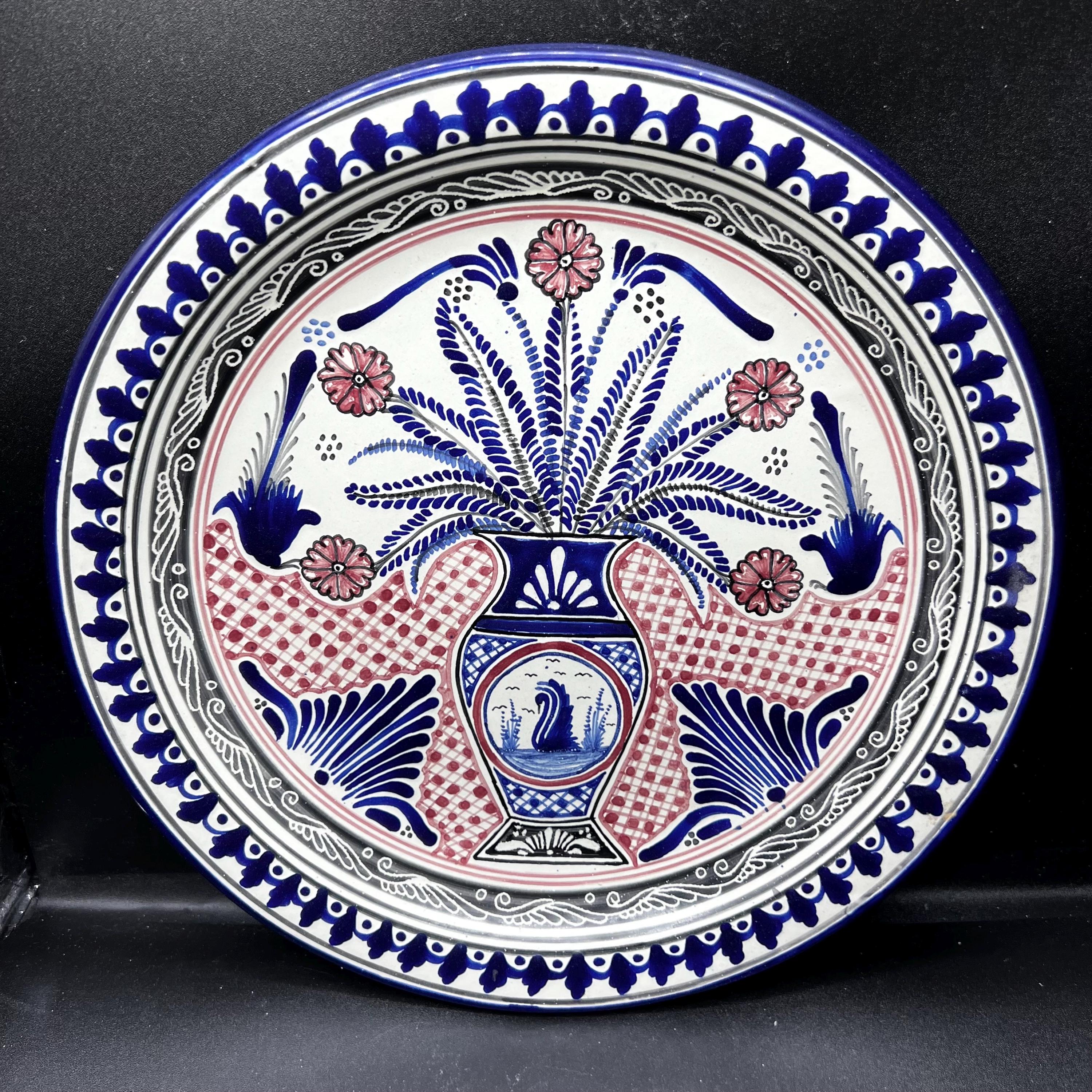 Rare Talavera Style Hand-Painted Mexican Ceramic Serving Plate by Alonso Luis | 10.75” Wall Plate | Signed, Ready to Hang