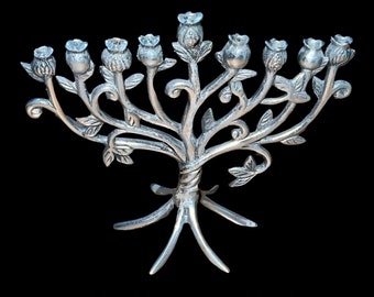 Vintage Lenox Silver Rose Bud Menorah