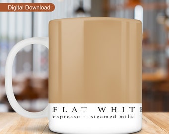 Enveloppement de tasse à café blanc plat, conception de tasse de types de café, enveloppement de tasse de 11 oz 15 oz, sublimation de café minimaliste, tasse de type de café PNG