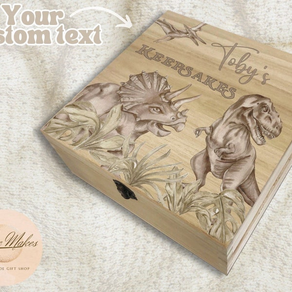 Wooden Dinosaur Memory Box Etsy