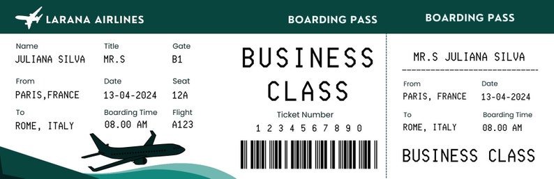 Printable Boarding Airline Ticket Template, Surprise Trip Ticket ...