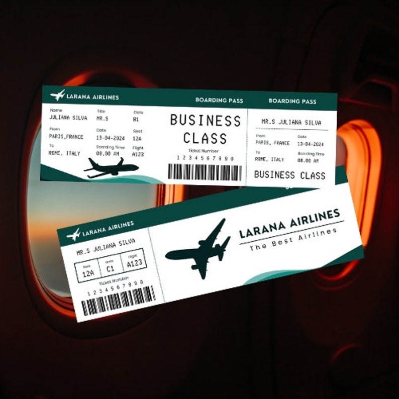 Printable Boarding Airline Ticket Template, Surprise Trip Ticket ...