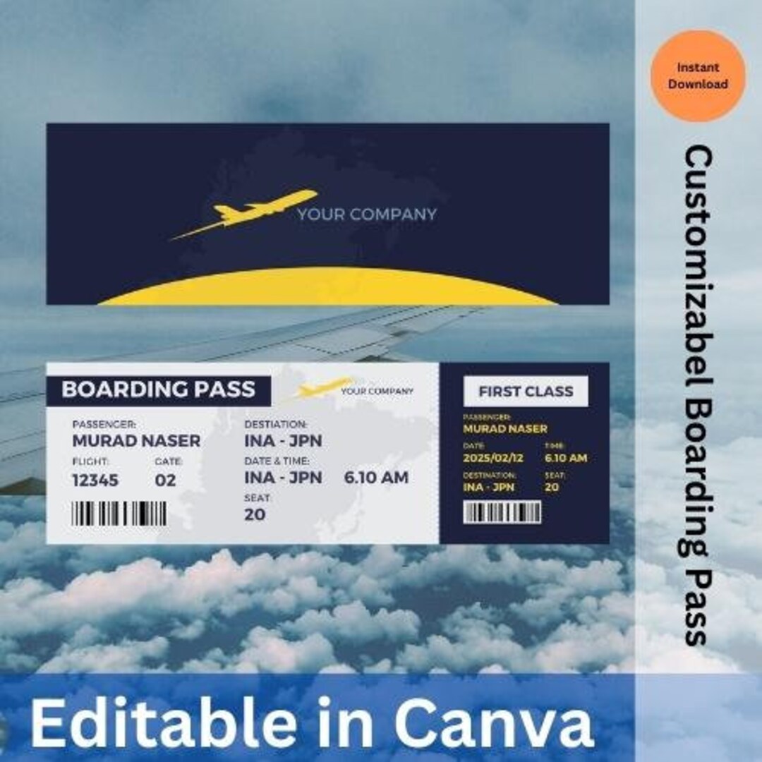 Printable Boarding Airline Ticket Template, Surprise Trip Ticket ...