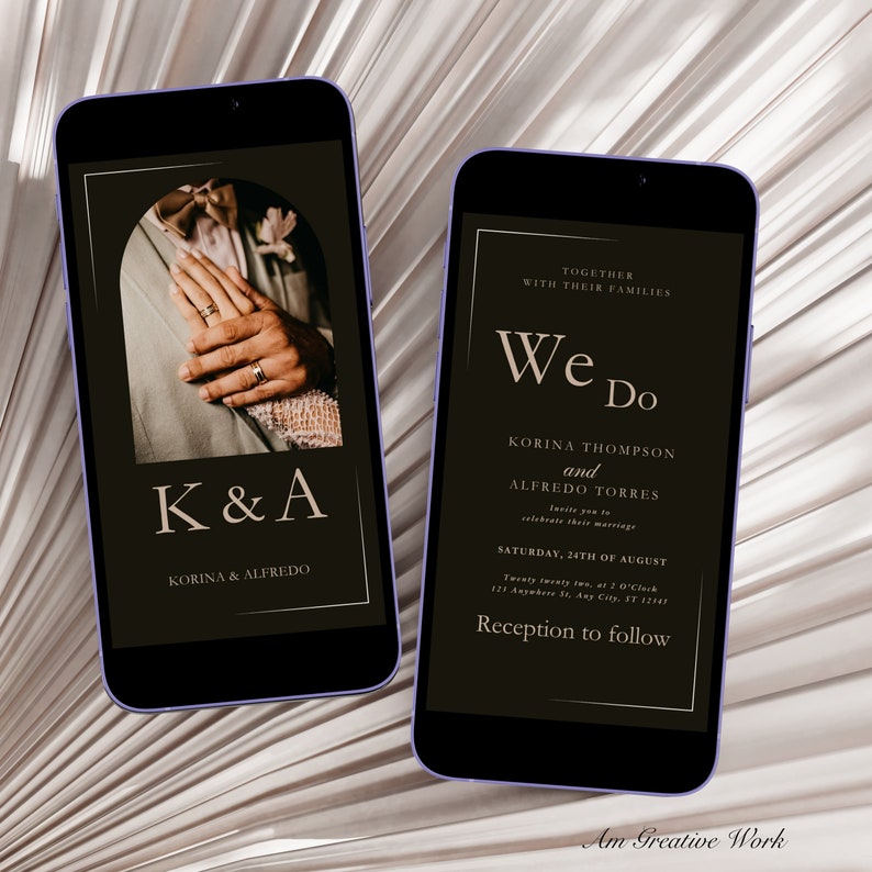 Wedding Electronic Invitation, Minimalist Black Online Photo
