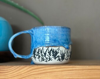 Blue Rutile Ceramic Tree Mug