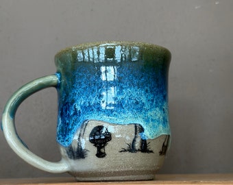 Blue and Green Mushroom Mug!
